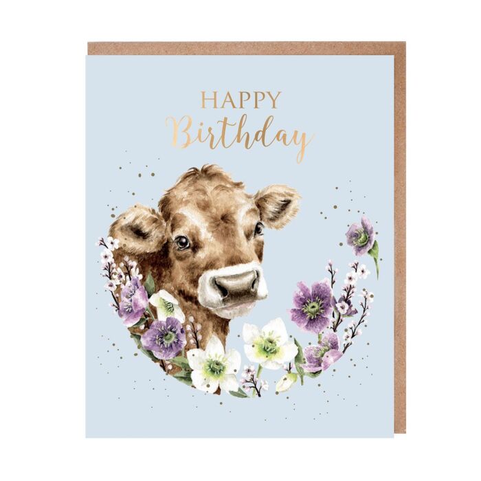 Wrendale Designs 'Blooming Birthday' Cow Birthday Card